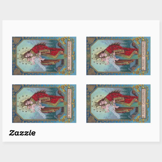 メアリー、イエス、グラバスのクラシガーのヴィンテージクリスマス 長方形シール (シート)