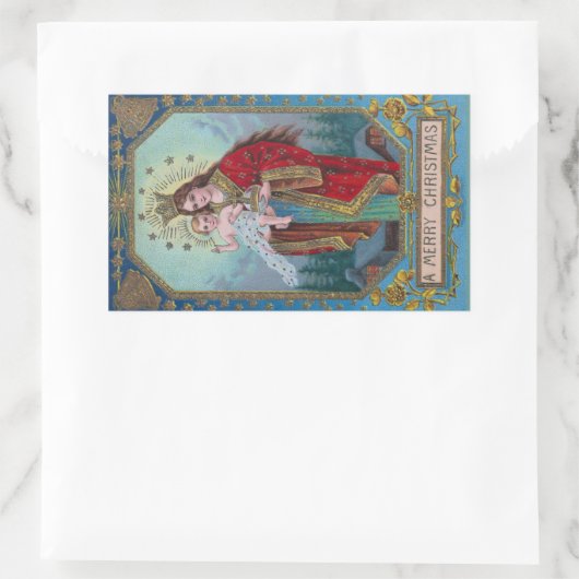メアリー、イエス、グラバスのクラシガーのヴィンテージクリスマス 長方形シール (バッグ)