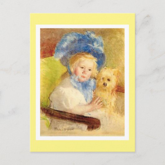 メアリー·カサット著、大きな羽毛の帽子をかぶったシモーネ。 シーズンポストカード (正面)