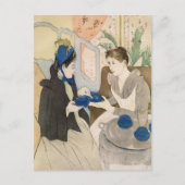 メアリー・カサット「午後のお茶会」印象派アート ポストカード (正面)