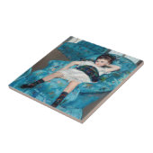 メアリー・カサット - 青い肘掛け椅子の少女 タイル (側面)
