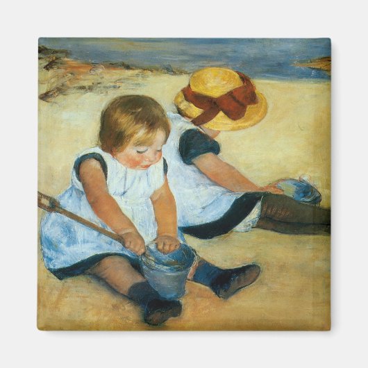 メアリー・カッサットのビーチの子ども（1884年） マグネット (正面)