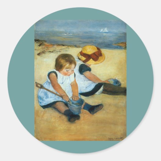 メアリー・カッサットのビーチの子ども（1884年） ラウンドシール (正面)