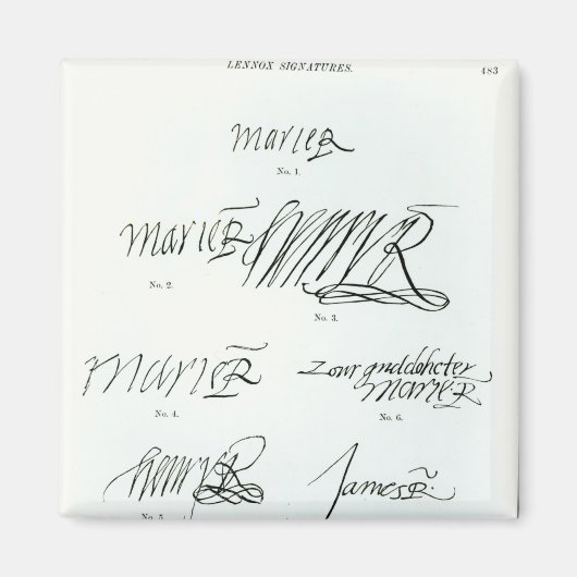 メアリー・クイーン・オブ・スコットの署名 マグネット (正面)