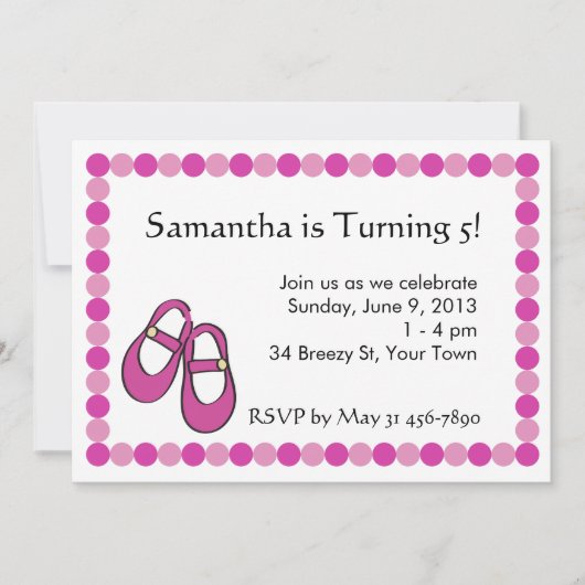 メアリー·ジャネス·バースデー·パーティーの招待 招待状 (正面)