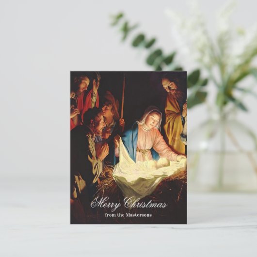メアリー&ジョゼフ・メリー・クリスマスのイエス・チャイルド シーズンポストカード (スタンド正面)