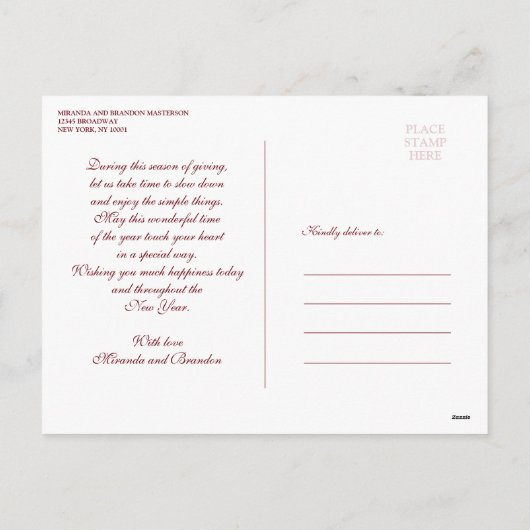 メアリー&ジョゼフ・メリー・クリスマスのイエス・チャイルド シーズンポストカード (裏面)