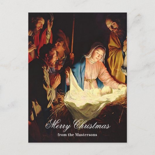 メアリー&ジョゼフ・メリー・クリスマスのイエス・チャイルド シーズンポストカード (正面)