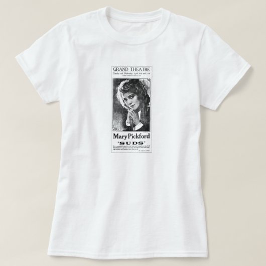 メアリー・ピックフォードの1920年のヴィンテージ映画広告のTシャツ Tシャツ (デザイン正面)
