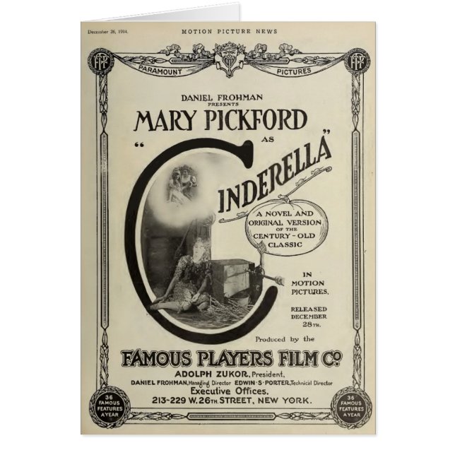 メアリー・ピックフォードシンデレラ1914年の無声映画の広告 (正面)