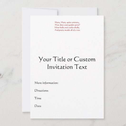 メアリー、全く逆だ 招待状 (裏面)