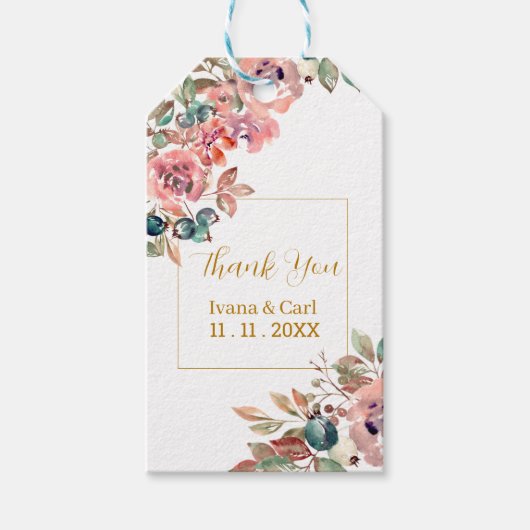 メアリー 水彩ローズ エメラルドグリーン ギフトタグ (正面)