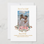 メアリー 水彩ローズ フォト エメラルドグリーン セーブザデート (正面)