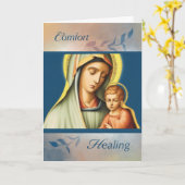 メアリ感じーの保持ベビーイエスと共にカソリックの方が良い カード (黄色い花)