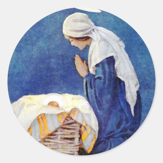 メアリ祈ーとベビーイエス ラウンドシール (正面)