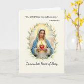 メアリ神の平和と恵みの無垢なハート カード (黄色い花)