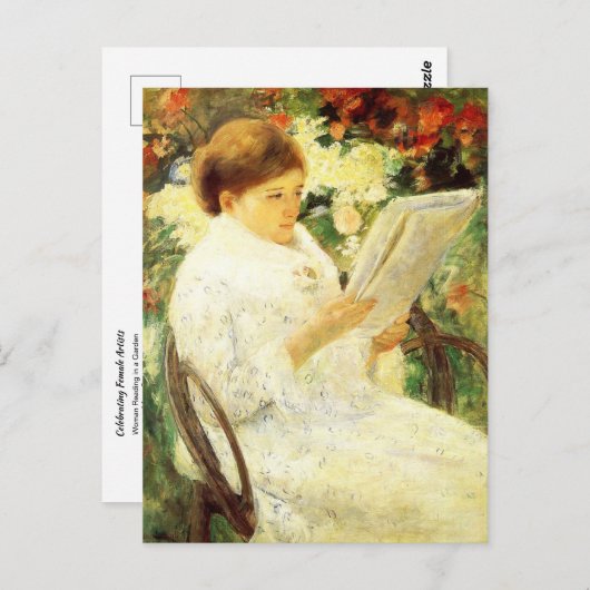 メアリ読ー・カッサット・ハガキによるガーデンの女性 ポストカード (正面/裏面)