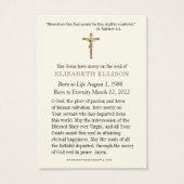 メアリ賛美ーエンジェルズカトリック記念祈りの言葉カード (裏面)