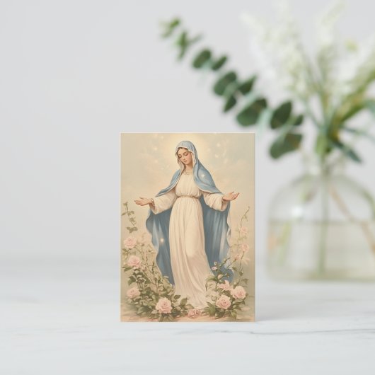 メアリ賛美ー・カトリック葬儀記念神聖カード –  名刺 (スタンド正面)