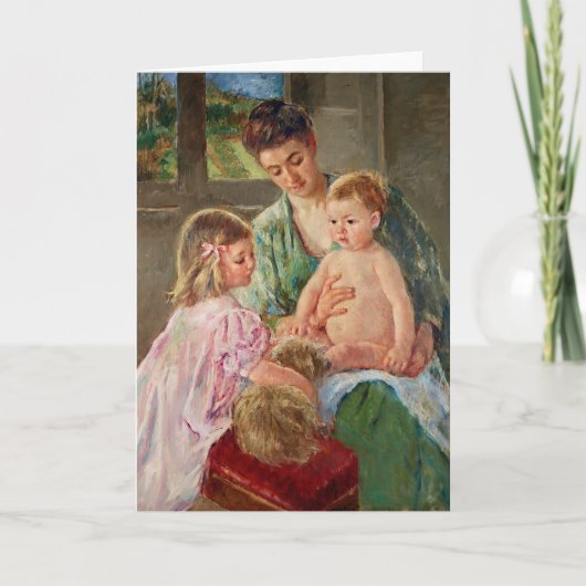 メアリ遊ー・カッサットの犬と子供たち カード (正面)