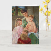 メアリ遊ー・カッサットの犬と子供たち カード (黄色い花)