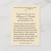 メアリ・カトリック葬儀記念碑の汚れなきハート 名刺 (裏面)