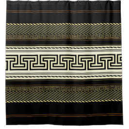 メアンダー線アート シャワーカーテン