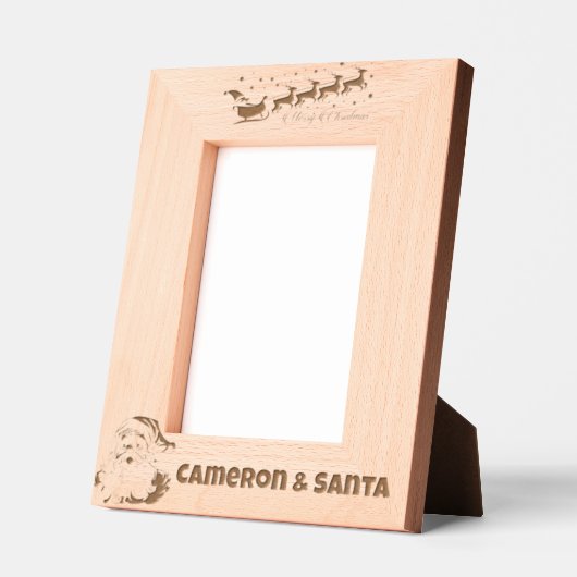 メアンドサンタ名前をカスタムするサンタ&スリー レーザー彫刻フレーム (左)