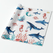 メイお洒落ジジンザメ誕生日 ラッピングペーパー (アンロールド)