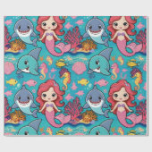 メイお洒落ジジンザメ誕生日 ラッピングペーパー (フラット)