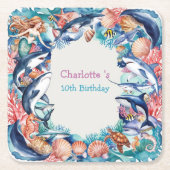 メイお洒落ジンジンジンジンジンベイバースデーパーティー スクエアペーパーコースター (正面)