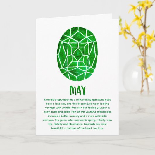メイの誕生石エメラルド誕生日ウォーターカラーカード カード (黄色い花)