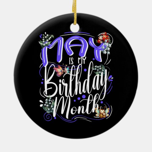 メイは私の誕生日の母、谷のリリー セラミックオーナメント (裏面)