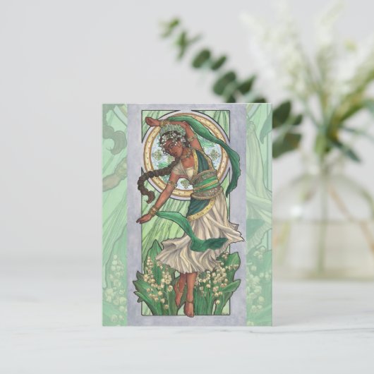 メイアールヌーボー誕生石シリーズの女性 ポストカード (スタンド正面)