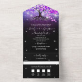 メイエレガントンジャルパープルハートリーフ結婚ツリーA オールインワン招待状 (内側)