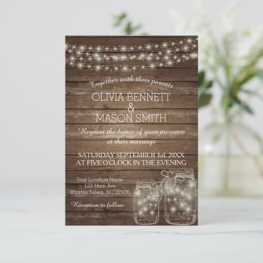 メイエレガントン素朴・ジャー・ライツ結婚式招待状 招待状 (スタンド正面)