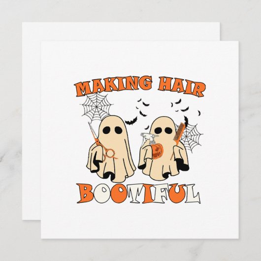 メイキングおもしろい幽霊ヘアドライザーハロウィーン サンキューカード (正面/裏面)