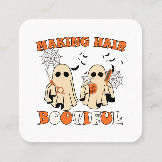 メイキングおもしろい幽霊ヘアドライザーハロウィーン スクエア名刺 (裏面)
