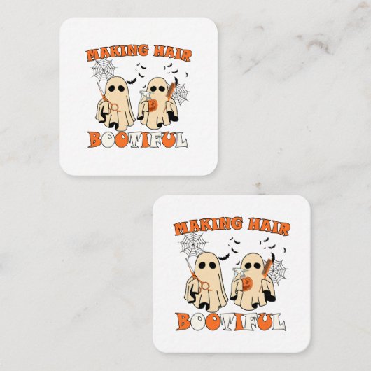 メイキングおもしろい幽霊ヘアドライザーハロウィーン スクエア名刺 (正面/裏面)