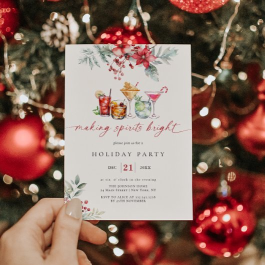 メイキングスピリッツ明るいカクテルホリデーポインセチア 招待状