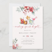 メイキングスピリッツ明るいカクテルホリデーポインセチア 招待状 (正面)