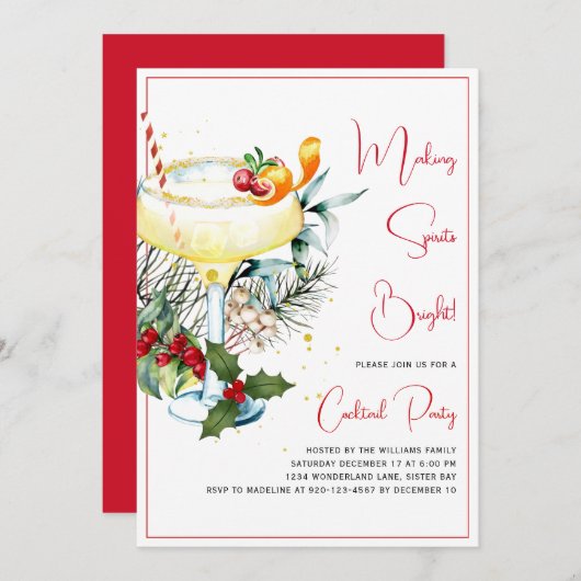 メイキングスピリッツ明るいホリデーカクテルパーティー 招待状 (正面/裏面)
