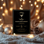 メイキングスピリッツ明るい黒金ゴールドクリスマスホリデー 箔招待状