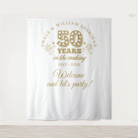 メイキング金ゴールド50周年記念写真プロップ タペストリー (正面)