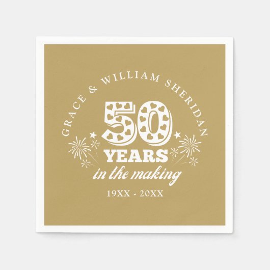 メイキング金ゴールド50結婚周年 スタンダードカクテルナプキン (正面)