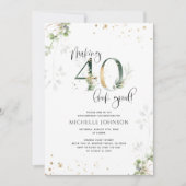 メイキング40良い緑の金ゴールド植物学誕生日 招待状 (正面)