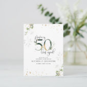 メイキング50良い緑の金ゴールド植物学誕生日 インビテーションポストカード (スタンド正面)