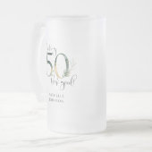 メイキング50良い緑の金ゴールド植物学誕生日 フロストグラスビールジョッキ (正面左)