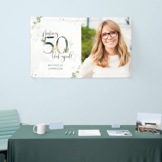 メイキング50良い緑の金ゴールド植物学誕生日 横断幕 (トレードショー)