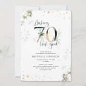 メイキング70良い緑の金ゴールド植物学誕生日 招待状 (正面)